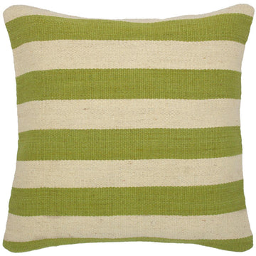 handmade Modern Pillow Beige Green Hand-Woven SQUARE 100% WOOL kilim throw pillow